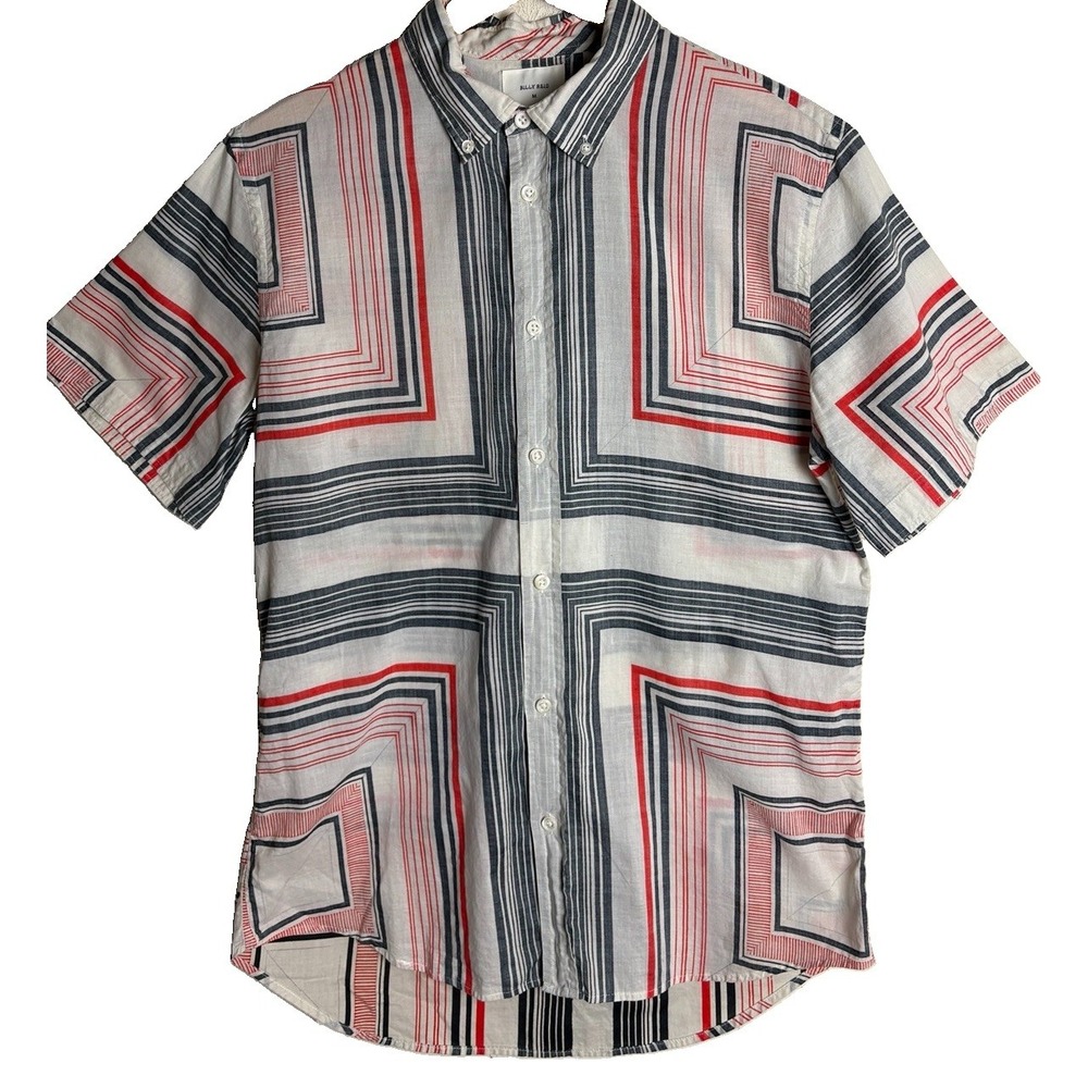 Billy Reid Shirt Geometric Button Down Shirt Mens Medium Slim Fit